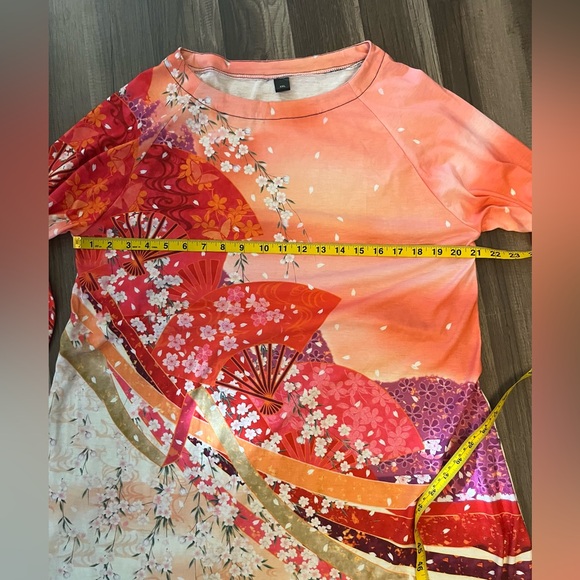 NWOT Japanese Cherry Blossom Long Sleeve Tunic SZ 2X - Picture 5 of 11